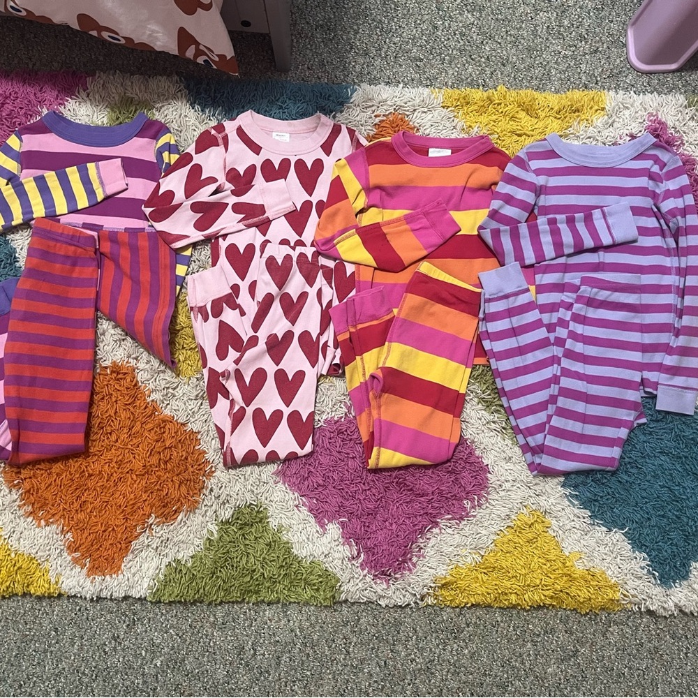 Colorful Kids Pajamas Set lot of 4, Hannah Andersson size 6/7